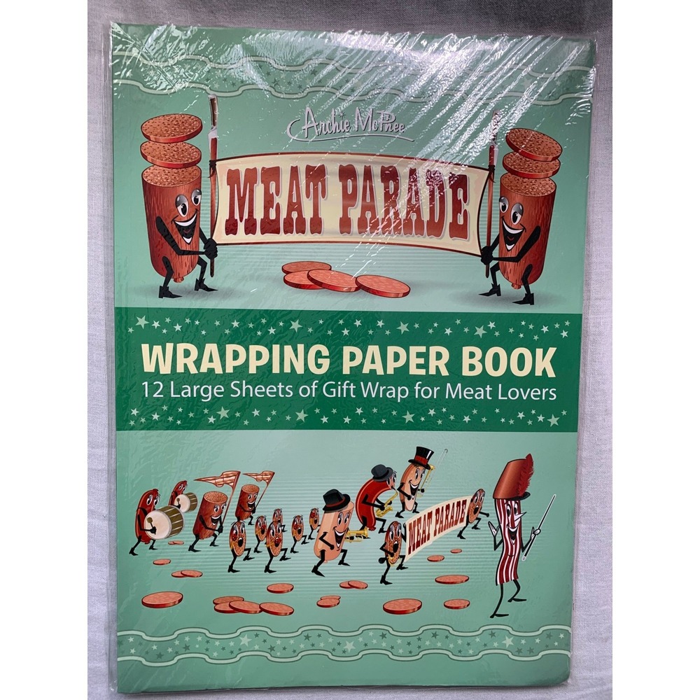 Archie McPhee Meat Parade Wrapping Paper Book 12 Large Sheets  Meat‎ Lovers#576